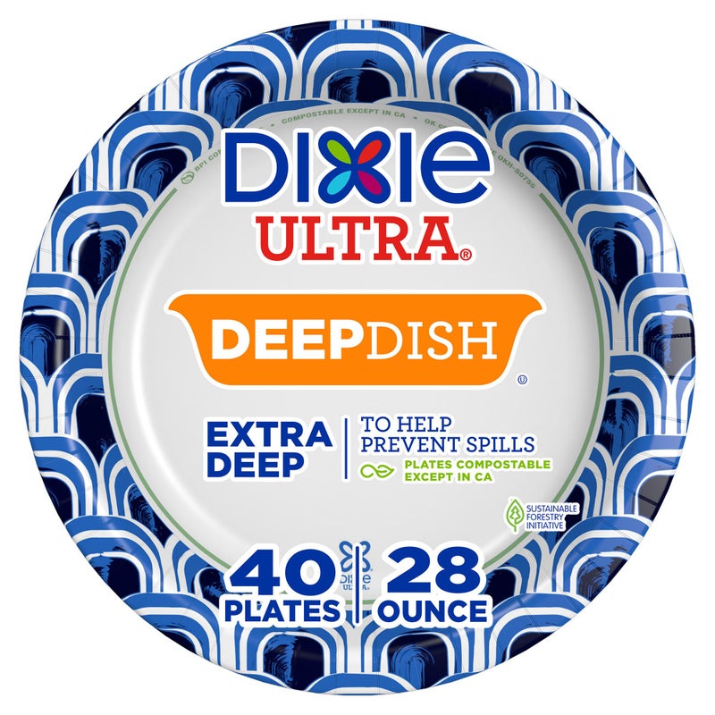 Dixie Ultra, Deep Dish Paper Plates, 28 Oz, 40 Count, Heavy Duty, Microwave-Safe, Soak-Proof, Cut Resistant, Disposable Plates For Heavy, Messy Meals - Image 1